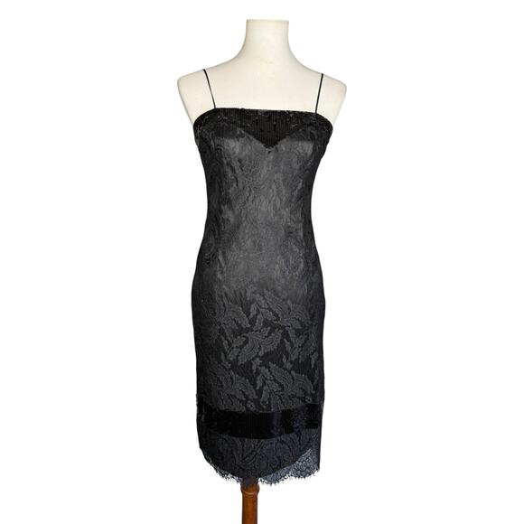 Vintage black sequin lace dress XS - Picture 15 of 16